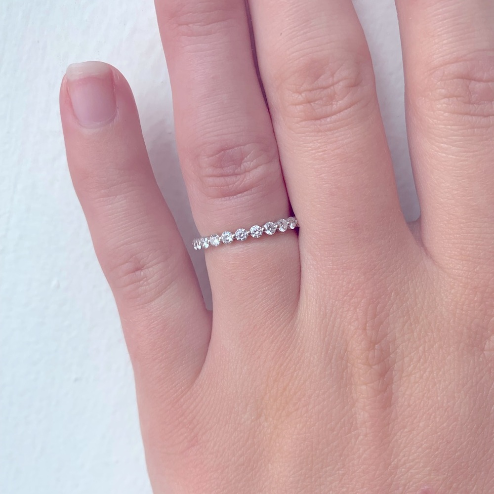 Diamond Bubble Band White Gold Size 7.5 by Daussi